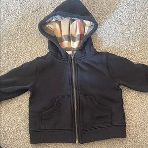 Burberry Kids Black Hoodie with Check Lining